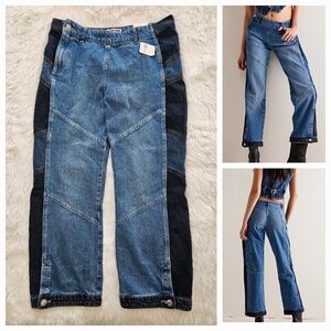 Free People We The Free Moonlit Moto Slim Bootcut Jeans Darkside NWT